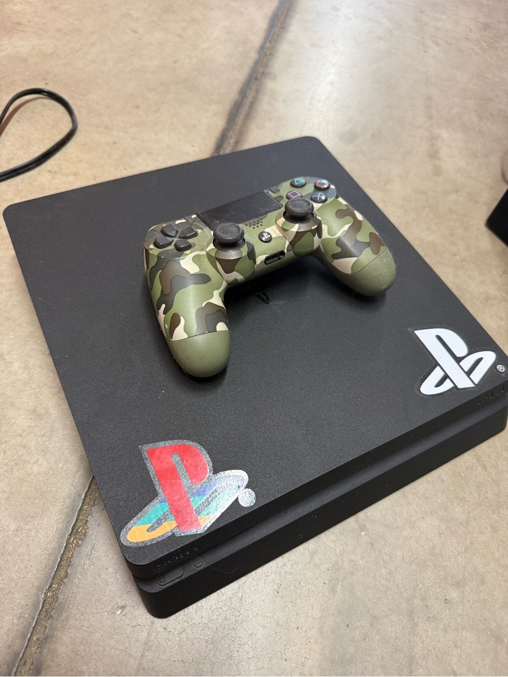 Sony PlayStation Slim Console with Green Camo Wireless Controller